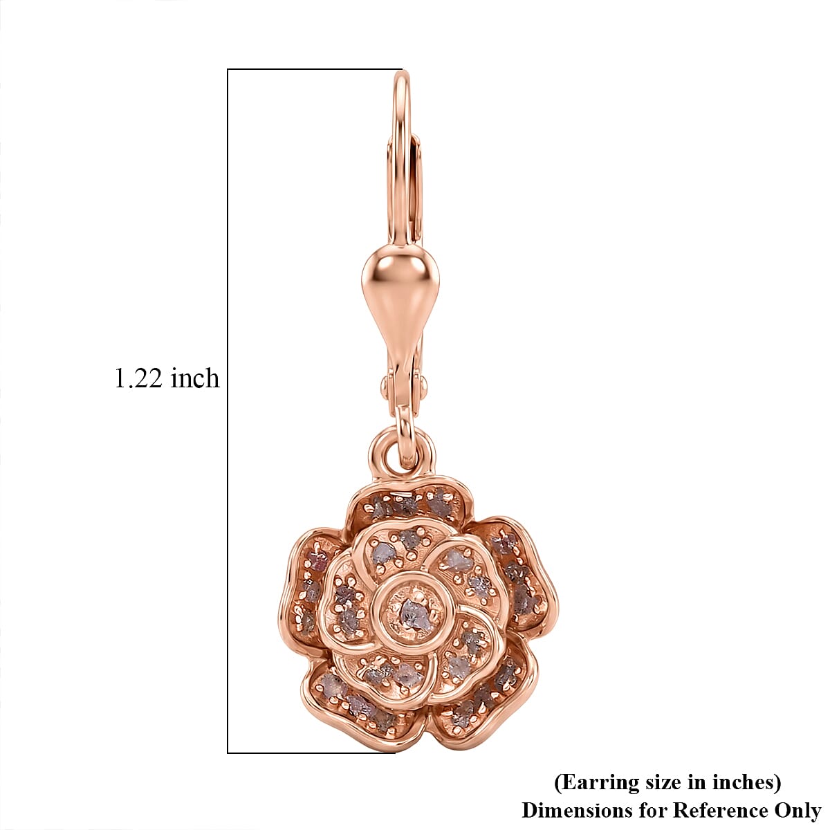 D'Joy Rought Cut Natural Pink Diamond 0.40 ctw Eternal Bloom Statement Earrings in 18K Vermeil Rose Gold Over Sterling Silver image number 5