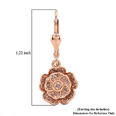 D'Joy Rought Cut Natural Pink Diamond 0.40 ctw Eternal Bloom Statement Earrings in 18K Vermeil Rose Gold Over Sterling Silver
