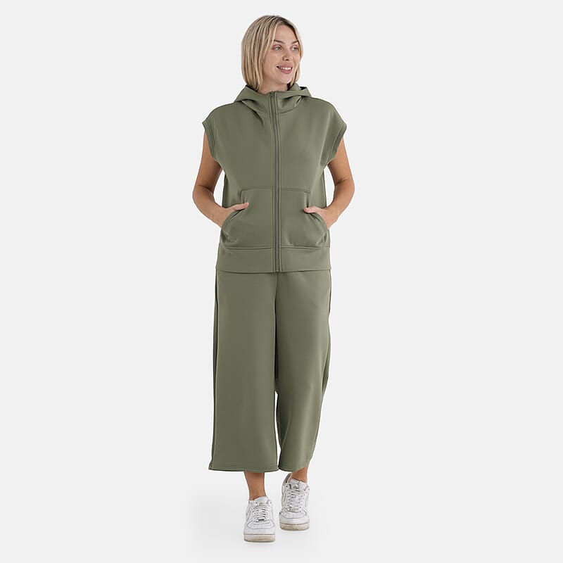 La Marey Green 2 Pieces Scuba Knit Lounge Set - L/XL