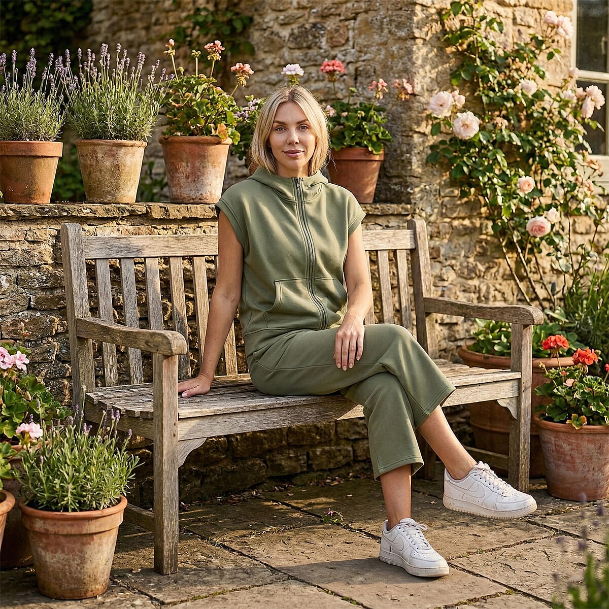La Marey Green 2 Pieces Scuba Knit Lounge Set - L/XL image number 1