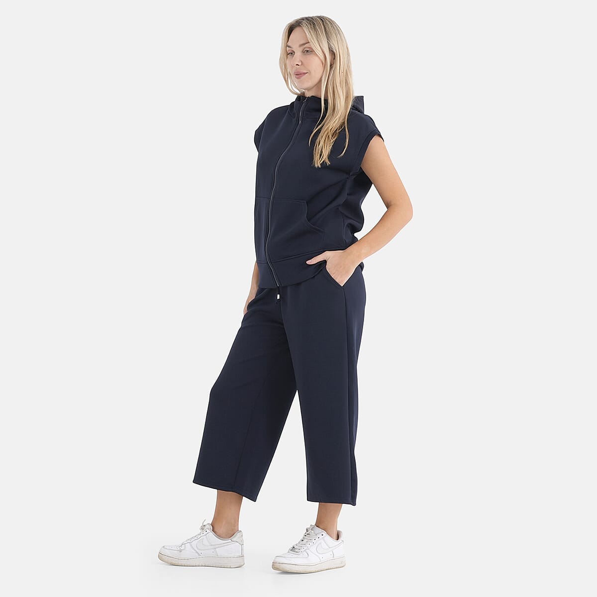 La Marey Navy 2 Pieces Scuba Knit Lounge Set - S/M image number 3