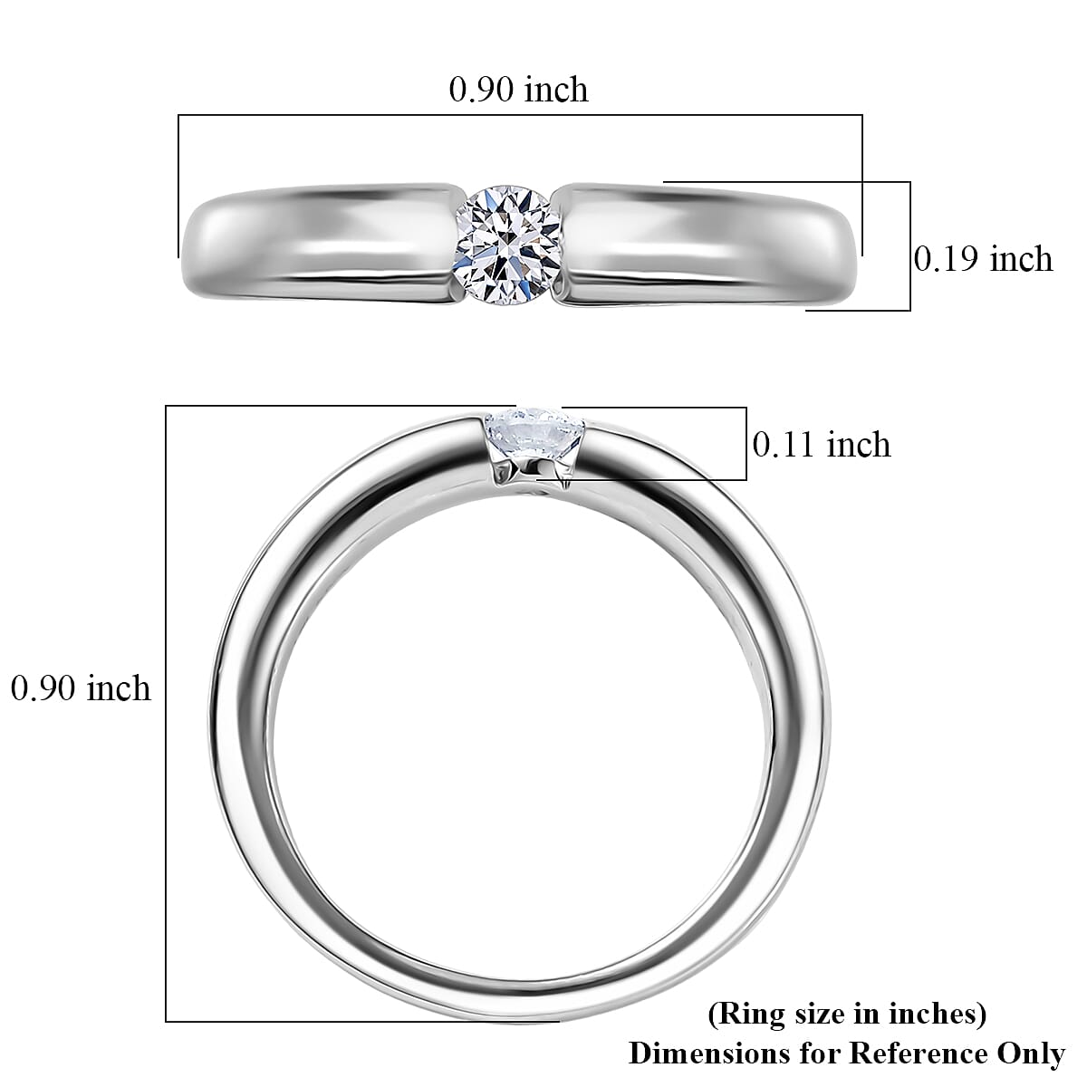 Luxuriant Lab Grown Diamond G-H, SI 0.15 ctw Ring in Rhodium Over Sterling Silver (Size 6.0)