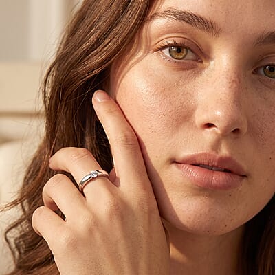 Luxuriant Lab Grown Diamond G-H, SI 0.15 ctw Ring in Rhodium Over Sterling Silver (Size 7.0)