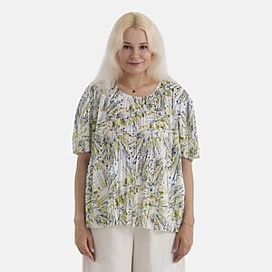 La Marey Green Abstract Woven Pleated Printed Top - One Size Fits Most