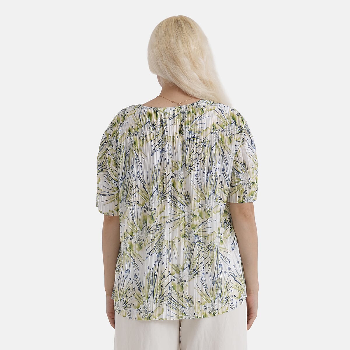 La Marey Green Abstract Woven Pleated Printed Top - One Size Fits Most image number 2