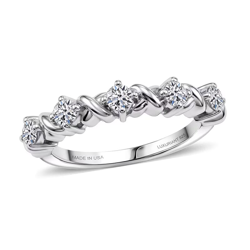 Luxuriant Lab Grown Diamond G-H SI 0.50 ctw Ring in Rhodium Over Sterling Silver (Size 5.0)