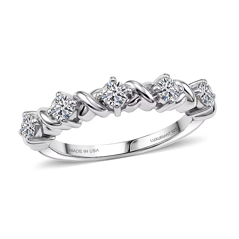 Luxuriant Lab Grown Diamond G-H SI 0.50 ctw Ring in Rhodium Over Sterling Silver (Size 5.0) (Del. In 10-12 Days)