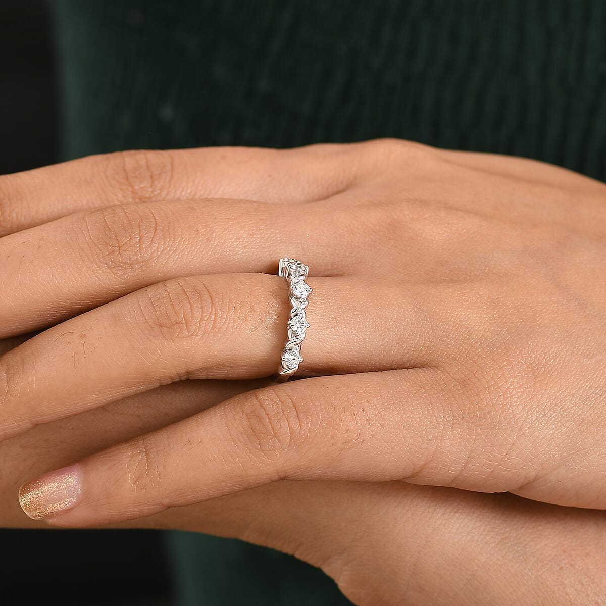 Luxuriant Lab Grown Diamond G-H SI 0.50 ctw Ring in Rhodium Over Sterling Silver (Size 5.0) (Del. In 10-12 Days) image number 2