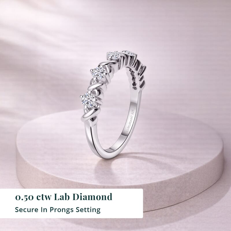 Luxuriant Lab Grown Diamond G-H SI 0.50 ctw Ring in Rhodium Over Sterling Silver (Size 5.0)