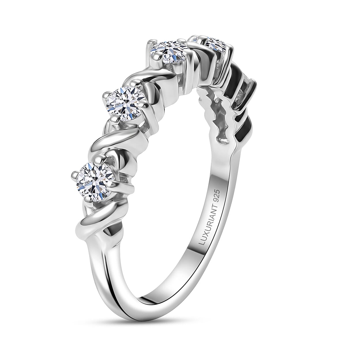 Luxuriant Lab Grown Diamond G-H SI 0.50 ctw Ring in Rhodium Over Sterling Silver (Size 5.0) (Del. In 10-12 Days) image number 3