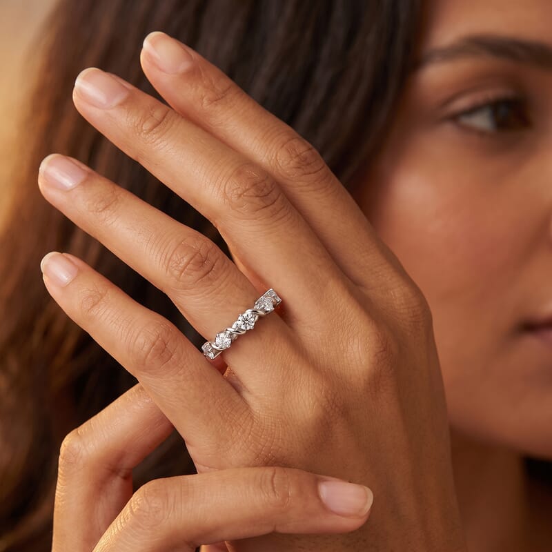 Luxuriant Lab Grown Diamond G-H SI 0.50 ctw Ring in Rhodium Over Sterling Silver (Size 5.0)