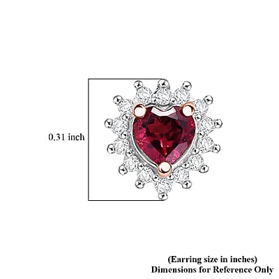 Premium Malawi Magenta Garnet and Luxuriant Lab Grown Diamond G-H SI 0.90 ctw Crown Affair Earrings in 18K Vermeil Rose Gold Over Sterling Silver
