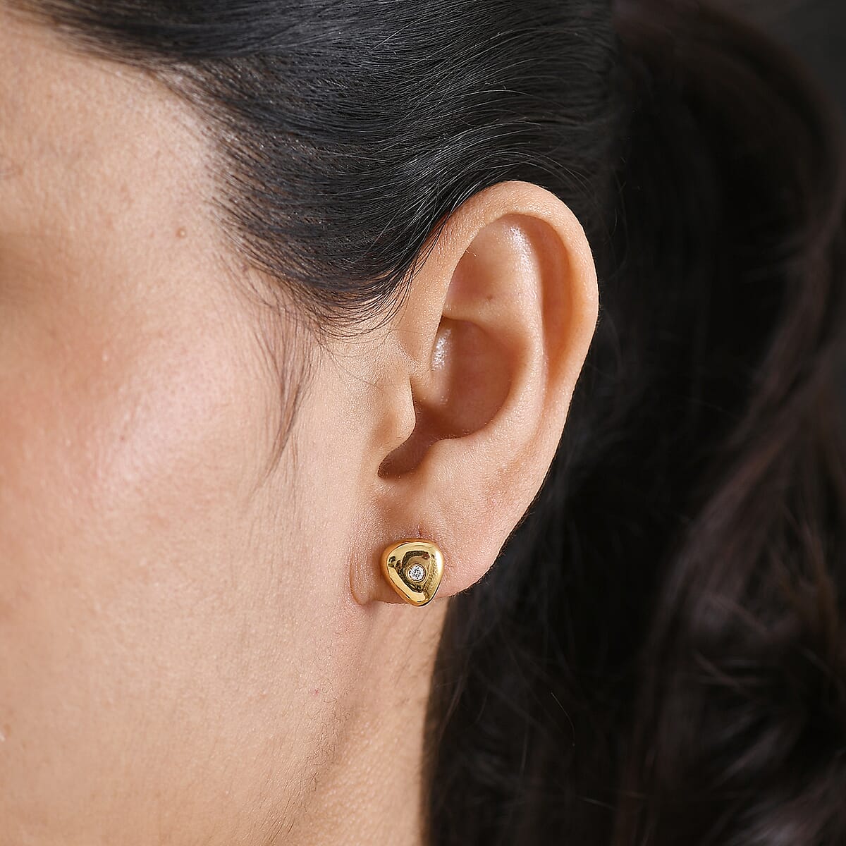 D'Joy Lab Grown Diamond 0.07 ctw Stud Earrings in 18K Vermeil YG Over Sterling Silver (Del. In 10-12 Days) image number 2