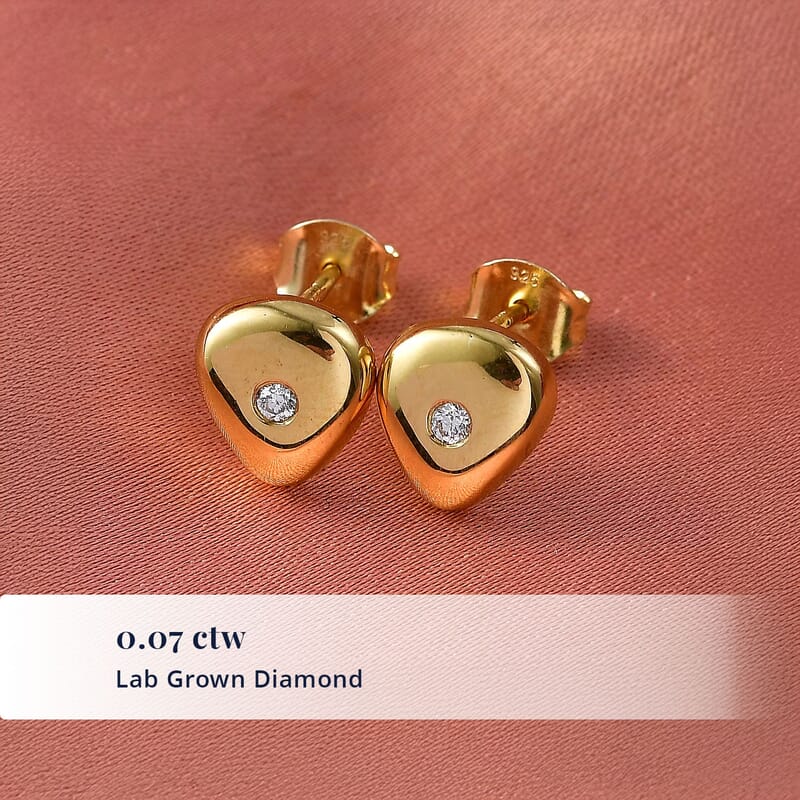D'Joy Lab Grown Diamond 0.07 ctw Stud Earrings in 18K Vermeil YG Over Sterling Silver