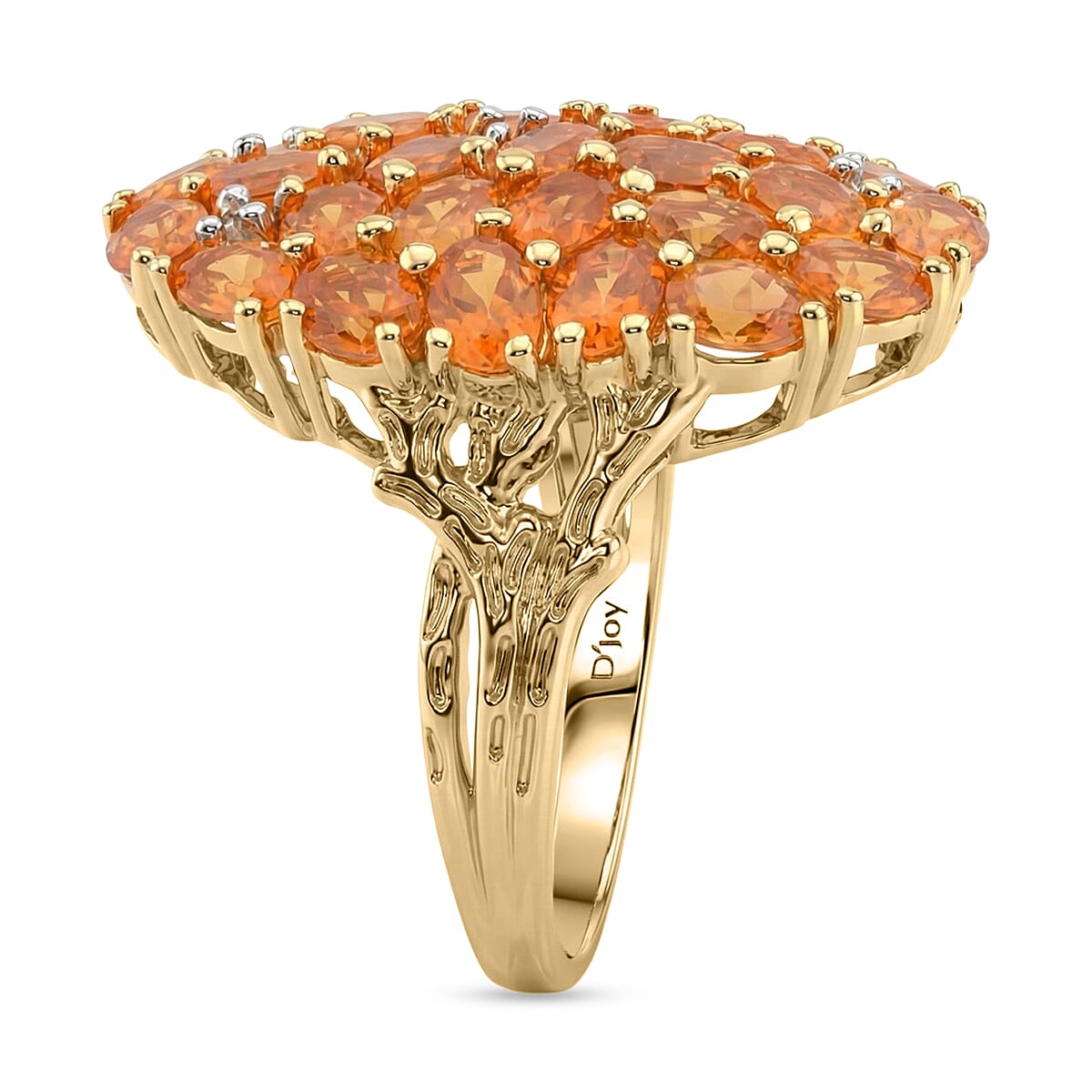 D'Joy Jalisco Fire Opal and White Zircon 3.35 ctw Forest Radiance Ring in 18K Vermeil Yellow Gold Over Sterling Silver (Size 10.0) image number 3