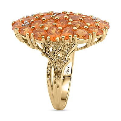 D'Joy Jalisco Fire Opal and White Zircon 3.35 ctw Forest Radiance Ring in 18K Vermeil Yellow Gold Over Sterling Silver (Size 10.0)