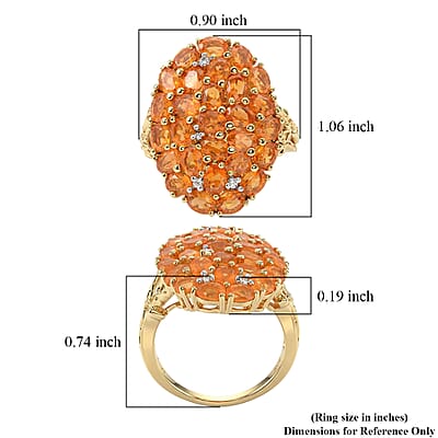 D'Joy Jalisco Fire Opal and White Zircon 3.35 ctw Forest Radiance Ring in 18K Vermeil Yellow Gold Over Sterling Silver (Size 6.0)