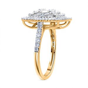 Luxuriant Lab Grown Diamond G-H SI 1.50 ctw Geometric Lattice Ring in 18K Vermeil Yellow Gold Over Sterling Silver (Size 10.0)