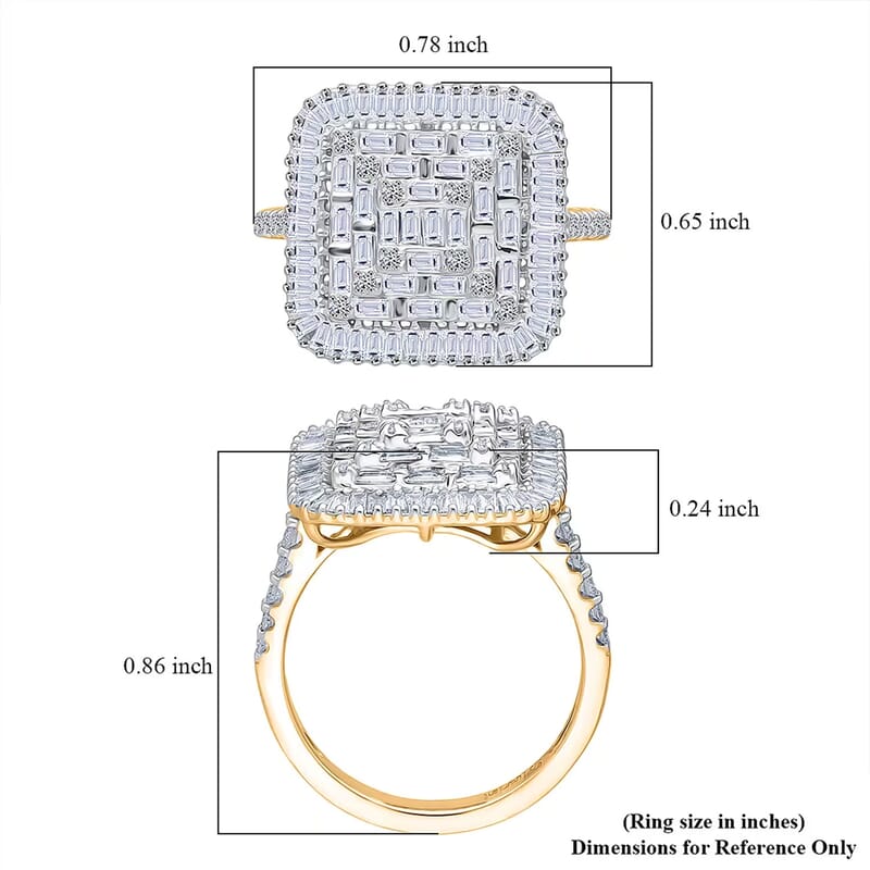 Luxuriant Lab Grown Diamond G-H SI 1.50 ctw Geometric Lattice Ring in 18K Vermeil Yellow Gold Over Sterling Silver (Size 10.0)