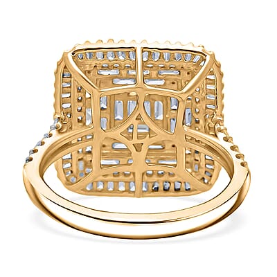 Luxuriant Lab Grown Diamond G-H SI 1.50 ctw Geometric Lattice Ring in 18K Vermeil Yellow Gold Over Sterling Silver (Size 10.0)