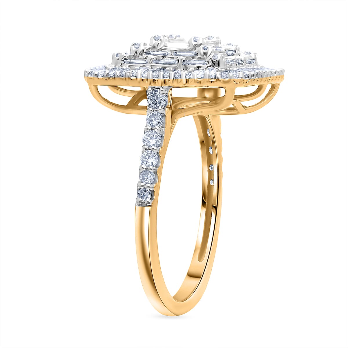 Luxuriant Lab Grown Diamond G-H SI 1.50 ctw Geometric Lattice Ring in 18K Vermeil Yellow Gold Over Sterling Silver (Size 6.0) image number 3