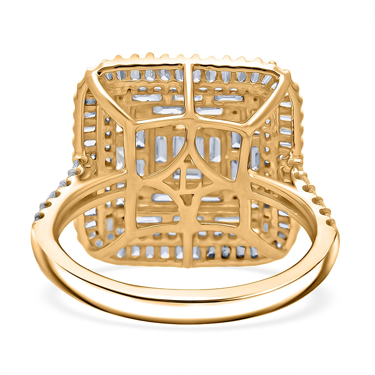 Luxuriant Lab Grown Diamond G-H SI 1.50 ctw Geometric Lattice Ring in 18K Vermeil Yellow Gold Over Sterling Silver (Size 6.0) image number 4