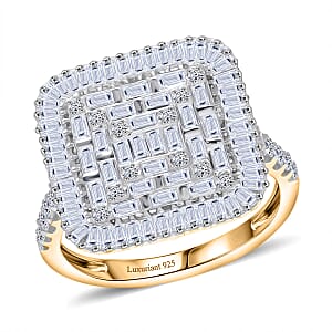 Luxuriant Lab Grown Diamond G-H SI 1.50 ctw Geometric Lattice Ring in 18K Vermeil Yellow Gold Over Sterling Silver (Size 7.0)