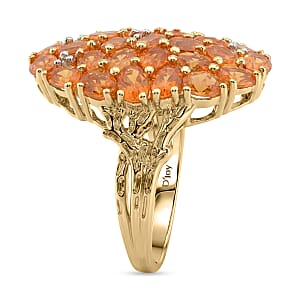 D'Joy Jalisco Fire Opal and White Zircon 3.35 ctw Forest Radiance Ring in 18K Vermeil Yellow Gold Over Sterling Silver (Size 7.0)