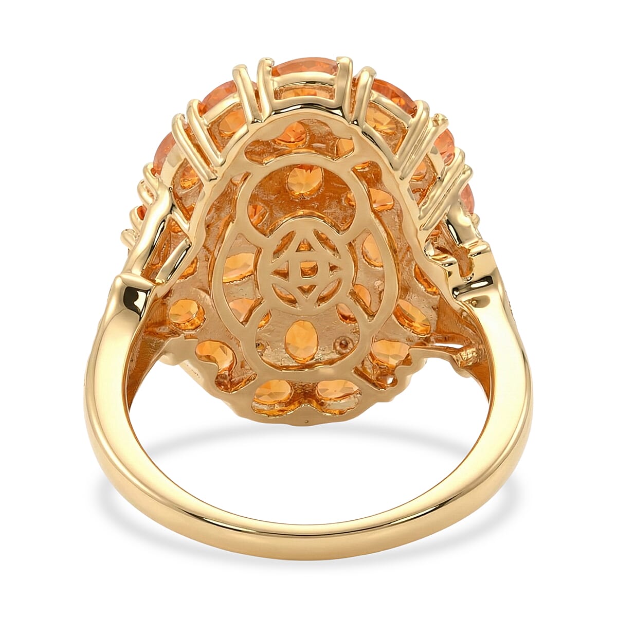 D'Joy Jalisco Fire Opal and White Zircon 3.35 ctw Ring in 18K Vermeil Yellow Gold Over Sterling Silver (Size 8.0) image number 4
