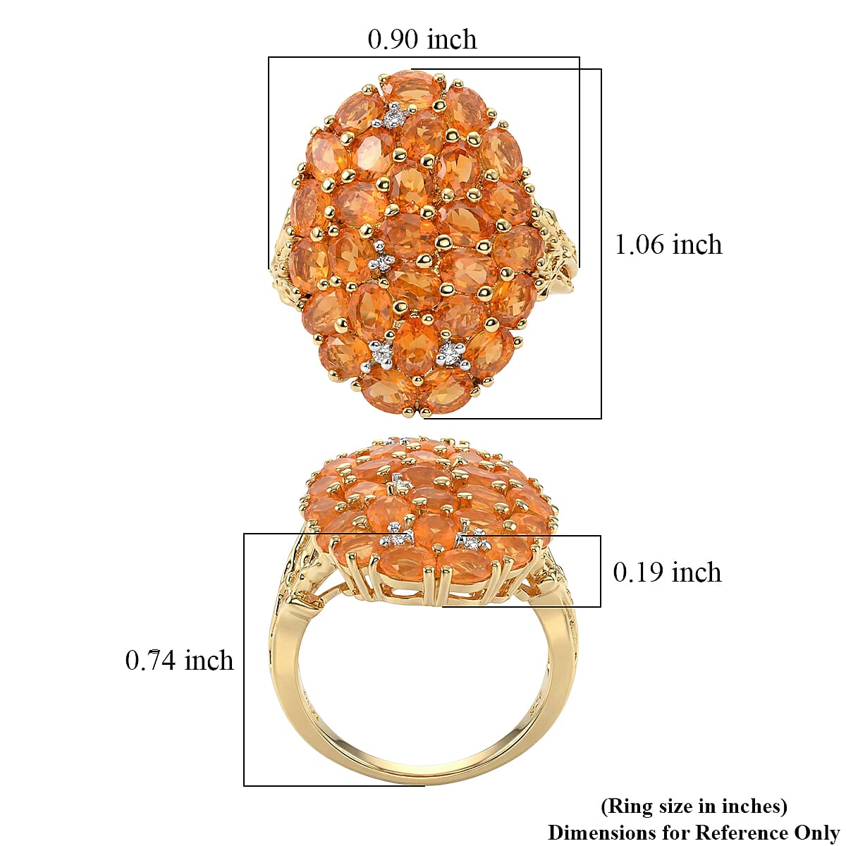 D'Joy Jalisco Fire Opal and White Zircon 3.35 ctw Ring in 18K Vermeil Yellow Gold Over Sterling Silver (Size 8.0) image number 5