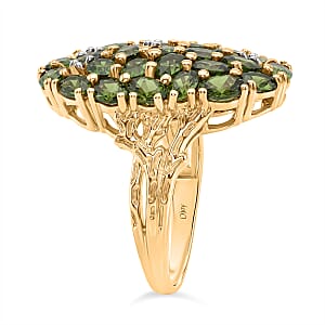 D'Joy Chrome Diopside and White Zircon 5.35 ctw Forest Radiance Ring in 18K Vermeil Yellow Gold Over Sterling Silver (Size 5.0)