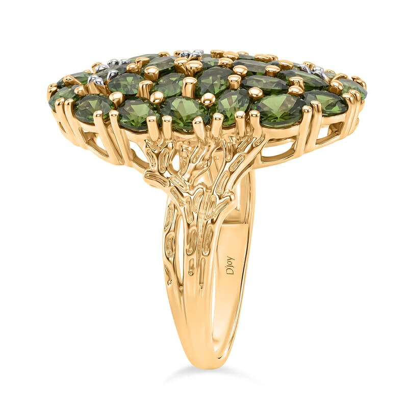 D'Joy Chrome Diopside and White Zircon 5.35 ctw Forest Radiance Ring in 18K Vermeil Yellow Gold Over Sterling Silver (Size 5.0)