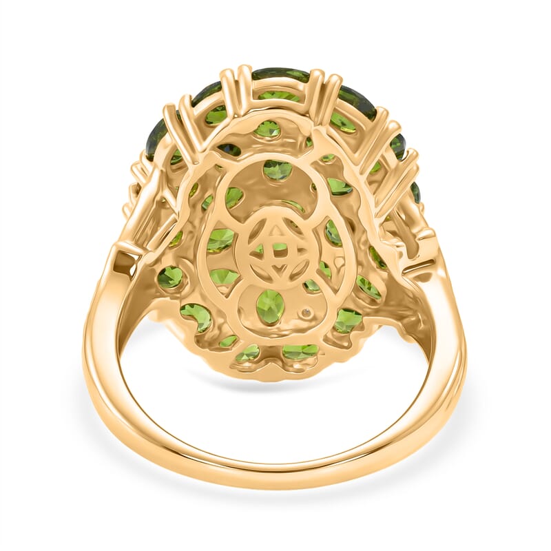 D'Joy Chrome Diopside and White Zircon 5.35 ctw Forest Radiance Ring in 18K Vermeil Yellow Gold Over Sterling Silver (Size 5.0)