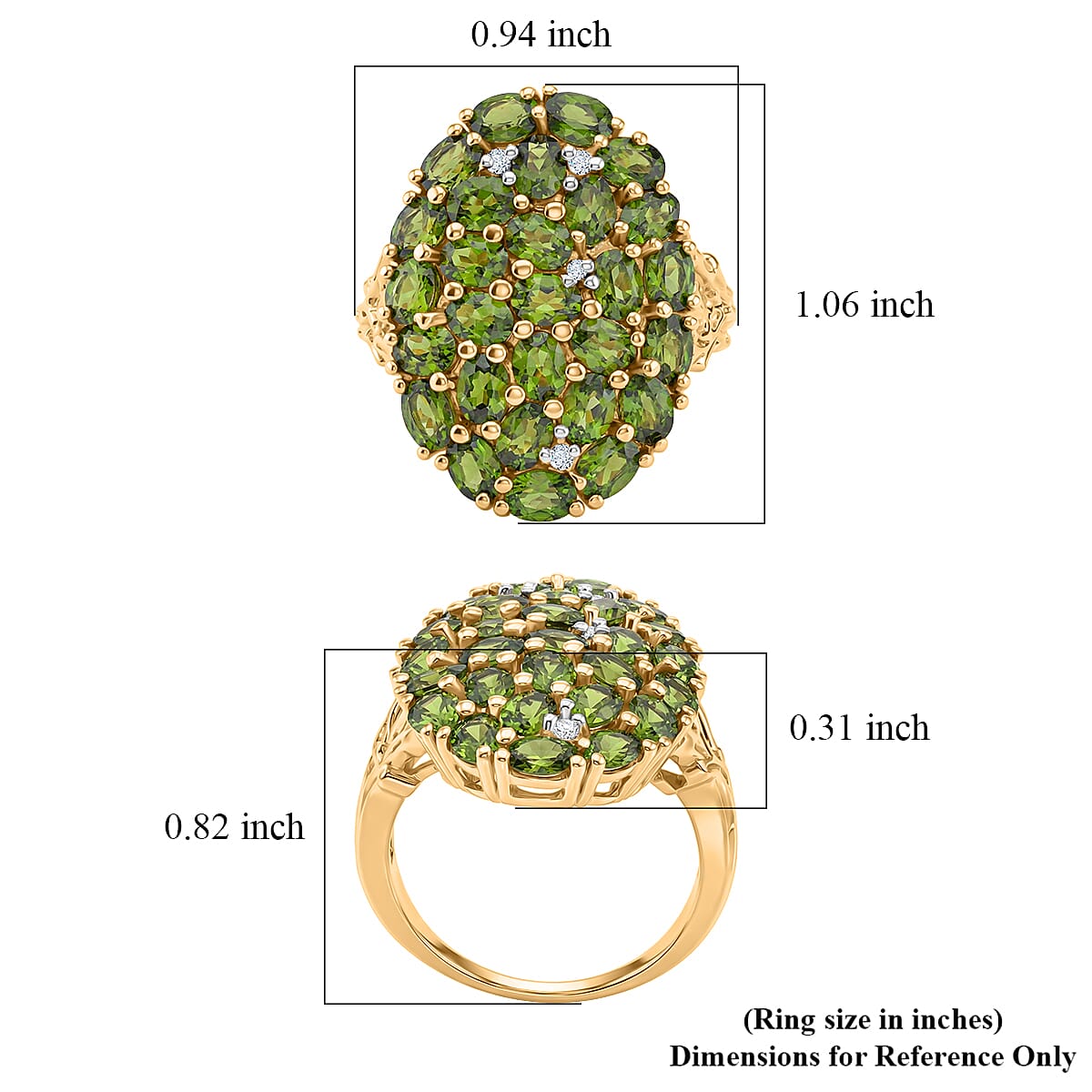 D'Joy Chrome Diopside and White Zircon 5.35 ctw Forest Radiance Ring in 18K Vermeil Yellow Gold Over Sterling Silver (Size 5.0) image number 5