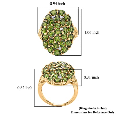 D'Joy Chrome Diopside and White Zircon 5.35 ctw Forest Radiance Ring in 18K Vermeil Yellow Gold Over Sterling Silver (Size 5.0)