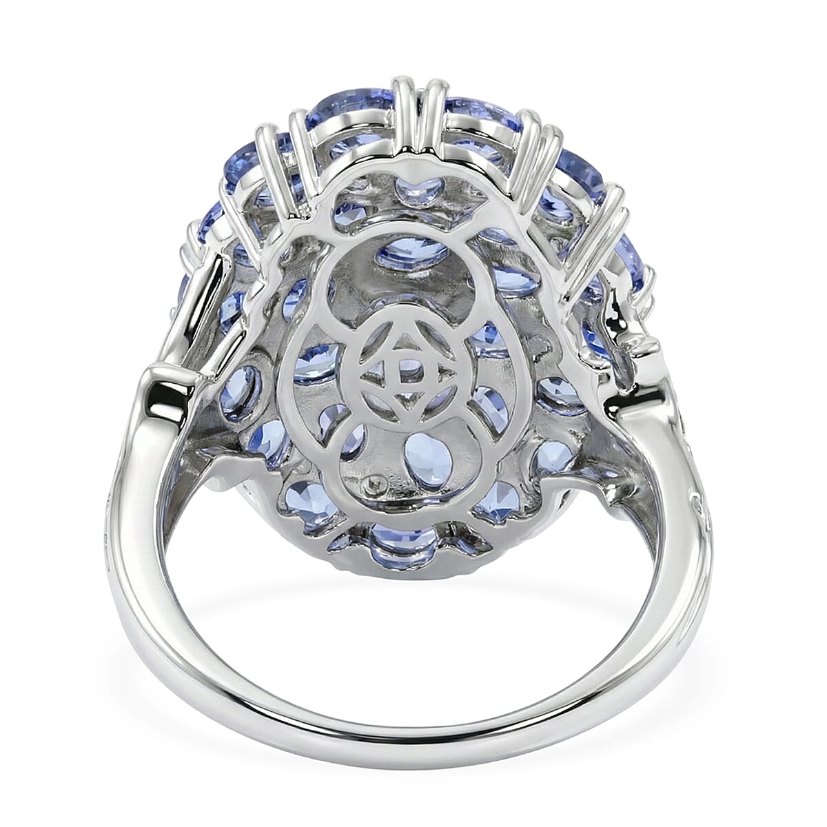D'Joy Tanzanite and White Zircon 4.50 ctw Forest Radiance Ring in Rhodium Over Sterling Silver (Size 10.0) image number 4