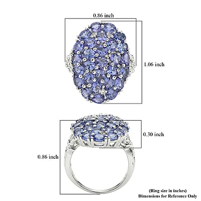 D'Joy Tanzanite and White Zircon 4.50 ctw Forest Radiance Ring in Rhodium Over Sterling Silver (Size 5.0)