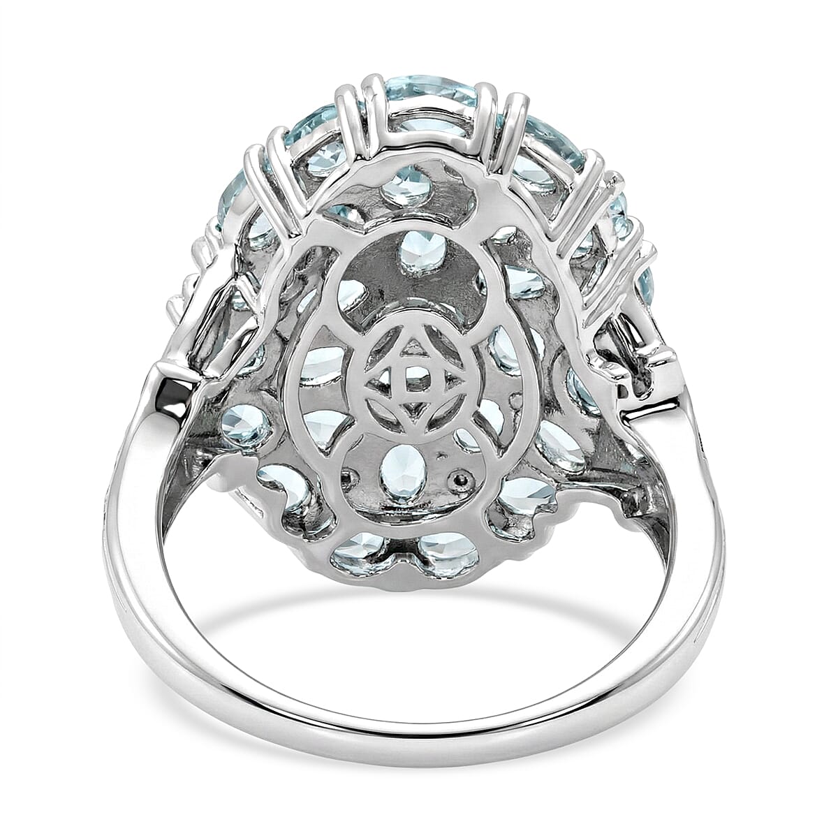 D'Joy Betroka Blue Apatite and White Zircon 5.00 ctw Forest Radiance Ring in Rhodium Over Sterling Silver (Size 5.0)