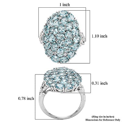 D'Joy Betroka Blue Apatite and White Zircon 5.00 ctw Forest Radiance Ring in Rhodium Over Sterling Silver (Size 5.0)