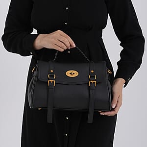 La Marey Black Genuine Leather Crossbody Bag