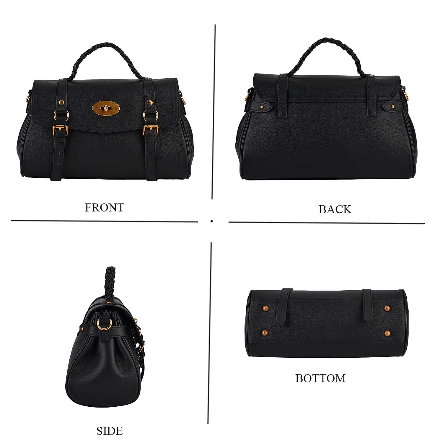 La Marey Black Genuine Leather Crossbody Bag