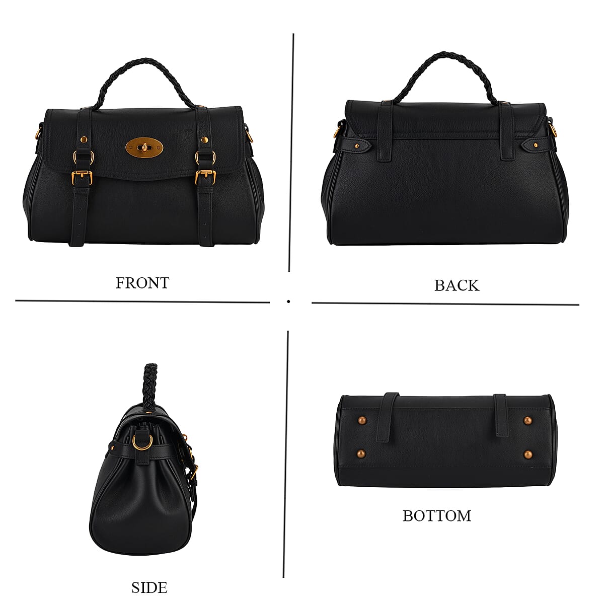 La Marey Black Genuine Leather Crossbody Bag image number 4