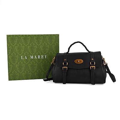 La Marey Black Genuine Leather Crossbody Bag