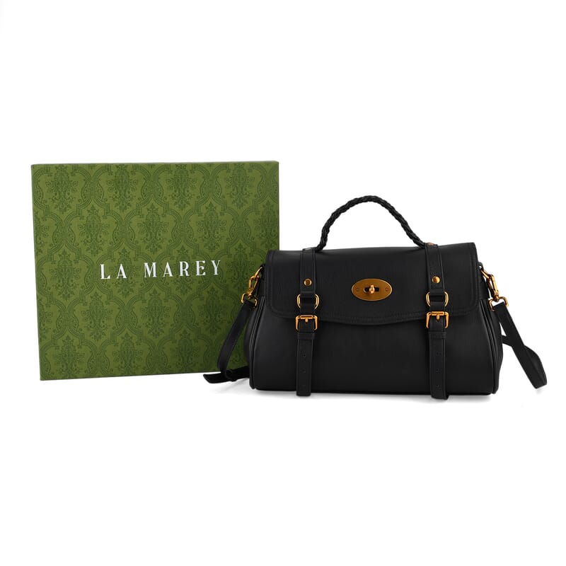 La Marey Black Genuine Leather Crossbody Bag