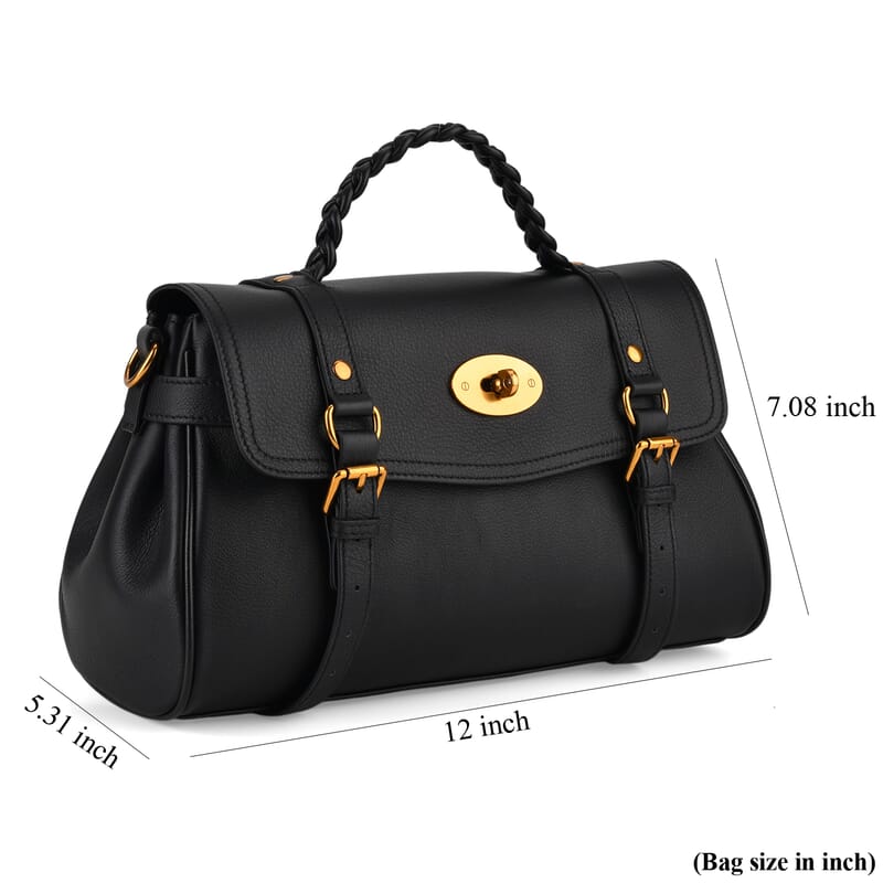 La Marey Black Genuine Leather Crossbody Bag