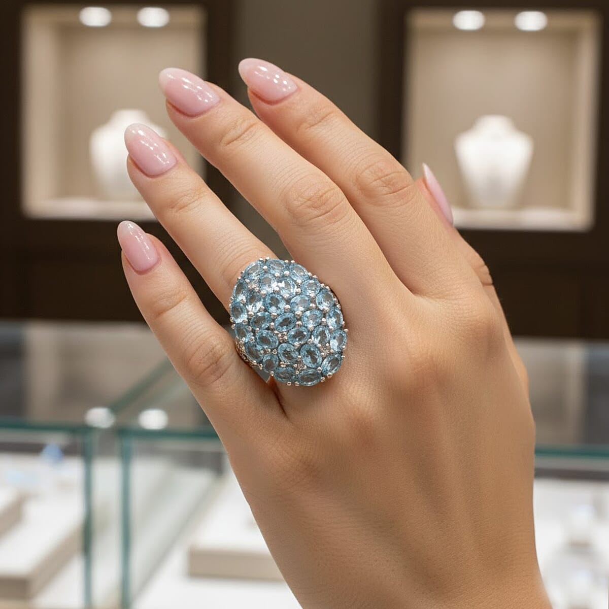 D'Joy Betroka Blue Apatite and White Zircon 5.25 ctw Ring in Rhodium Over Sterling Silver (Size 8.0) image number 2