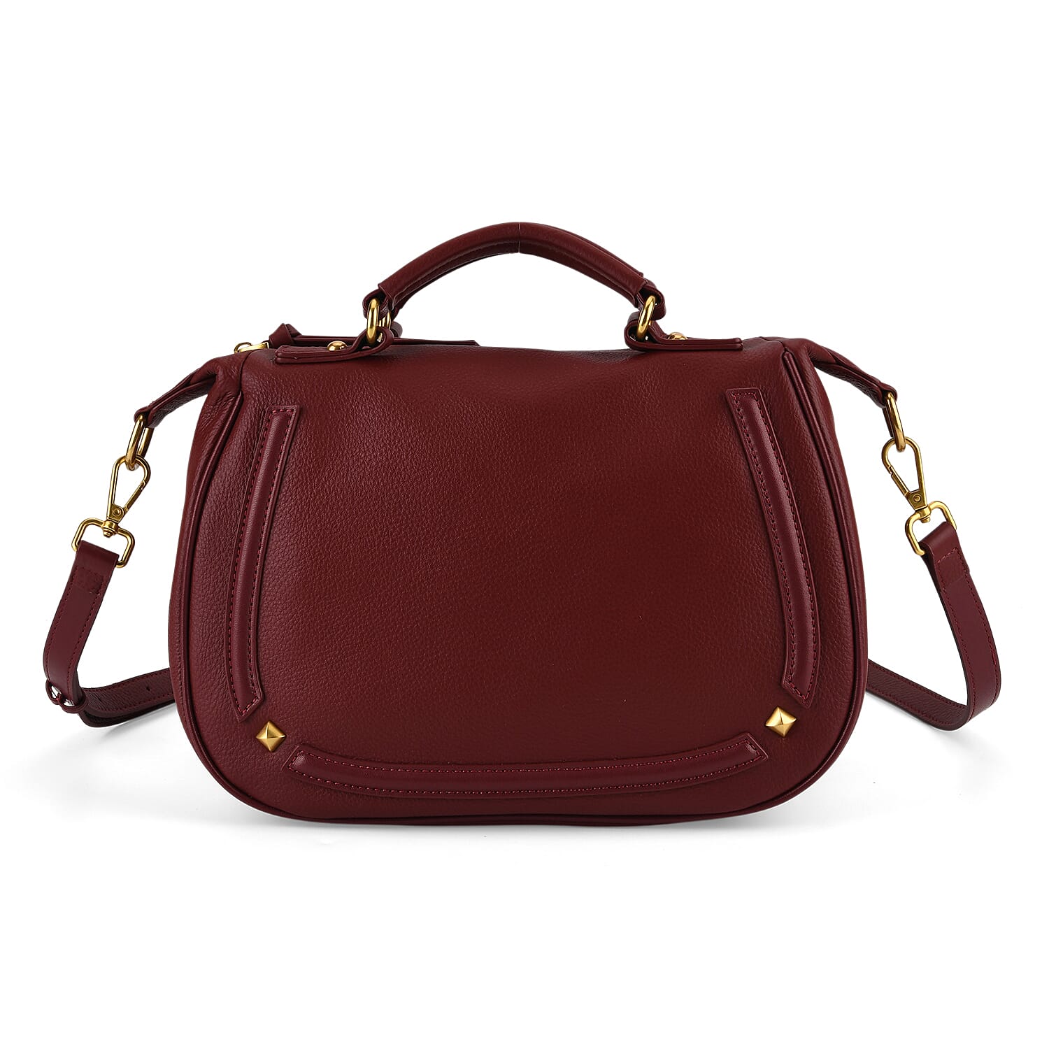 La Marey Burgundy Genuine Leather Crossbody Bag