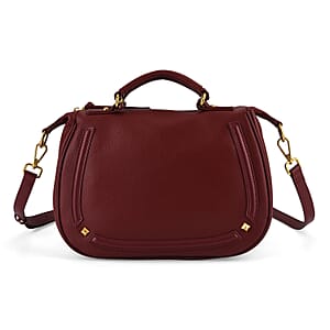 La Marey Burgundy Genuine Leather Crossbody Bag