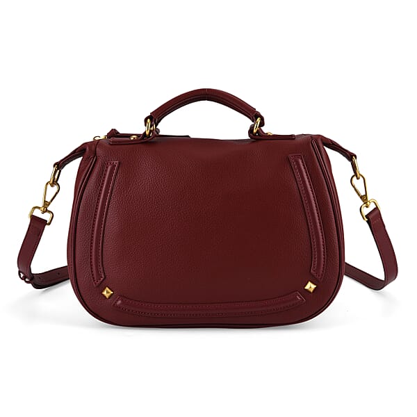 La Marey Burgundy Genuine Leather Crossbody Bag