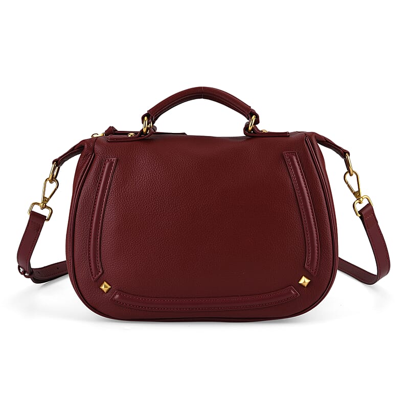 La Marey Burgundy Genuine Leather Crossbody Bag